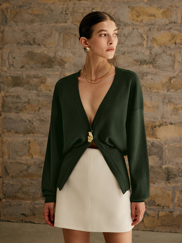 Isla | Golden Button Plain Cardigan
