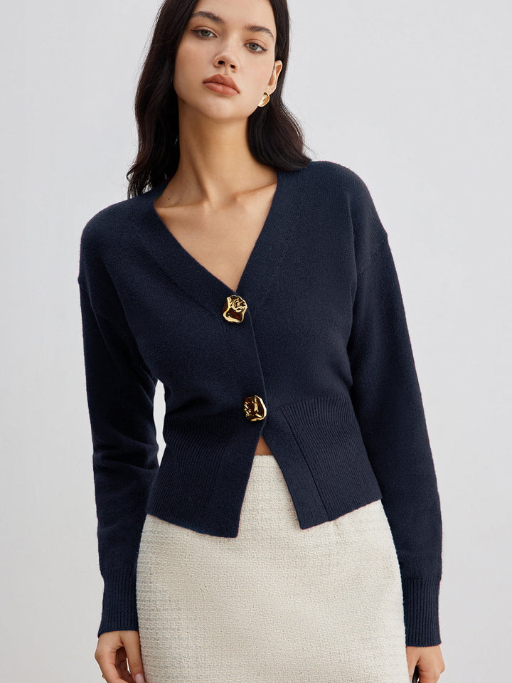 Rosie | Elegant Metal Button Short Cardigan
