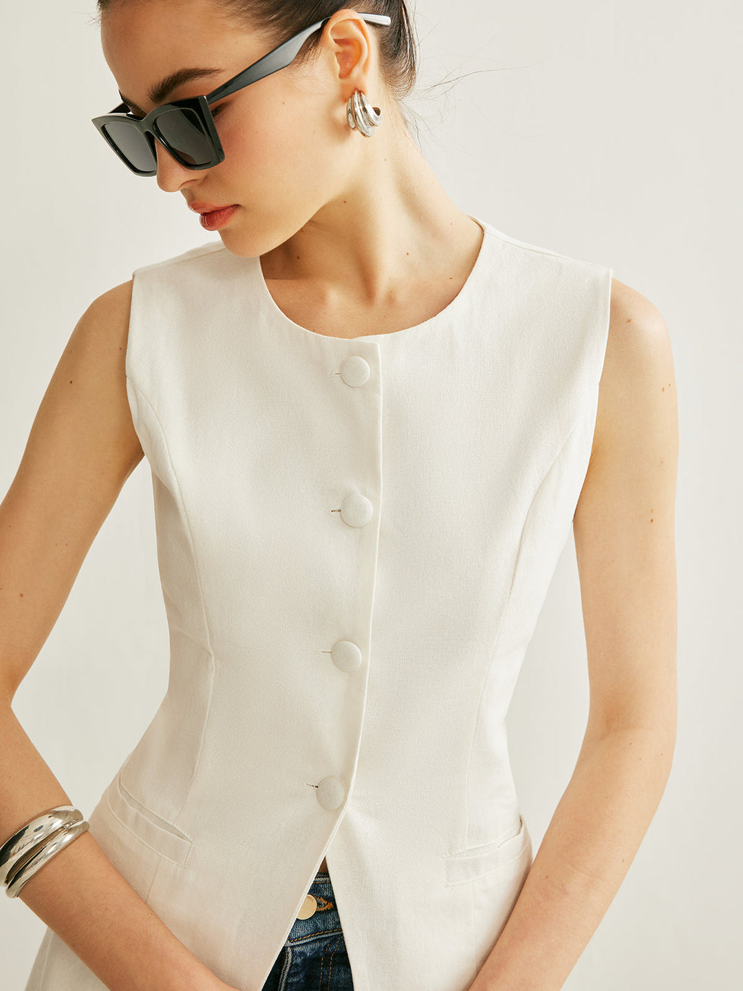 Maisie | Button Detail Sleeveless Vest