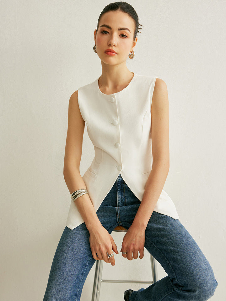 Maisie | Button Detail Sleeveless Vest