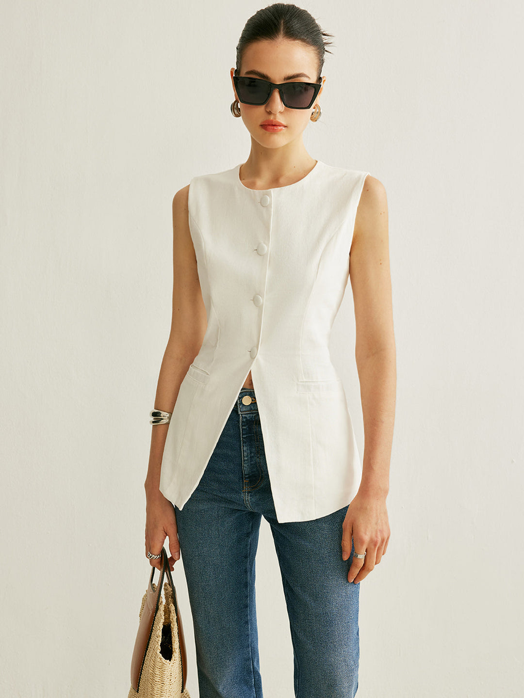 Maisie | Button Detail Sleeveless Vest