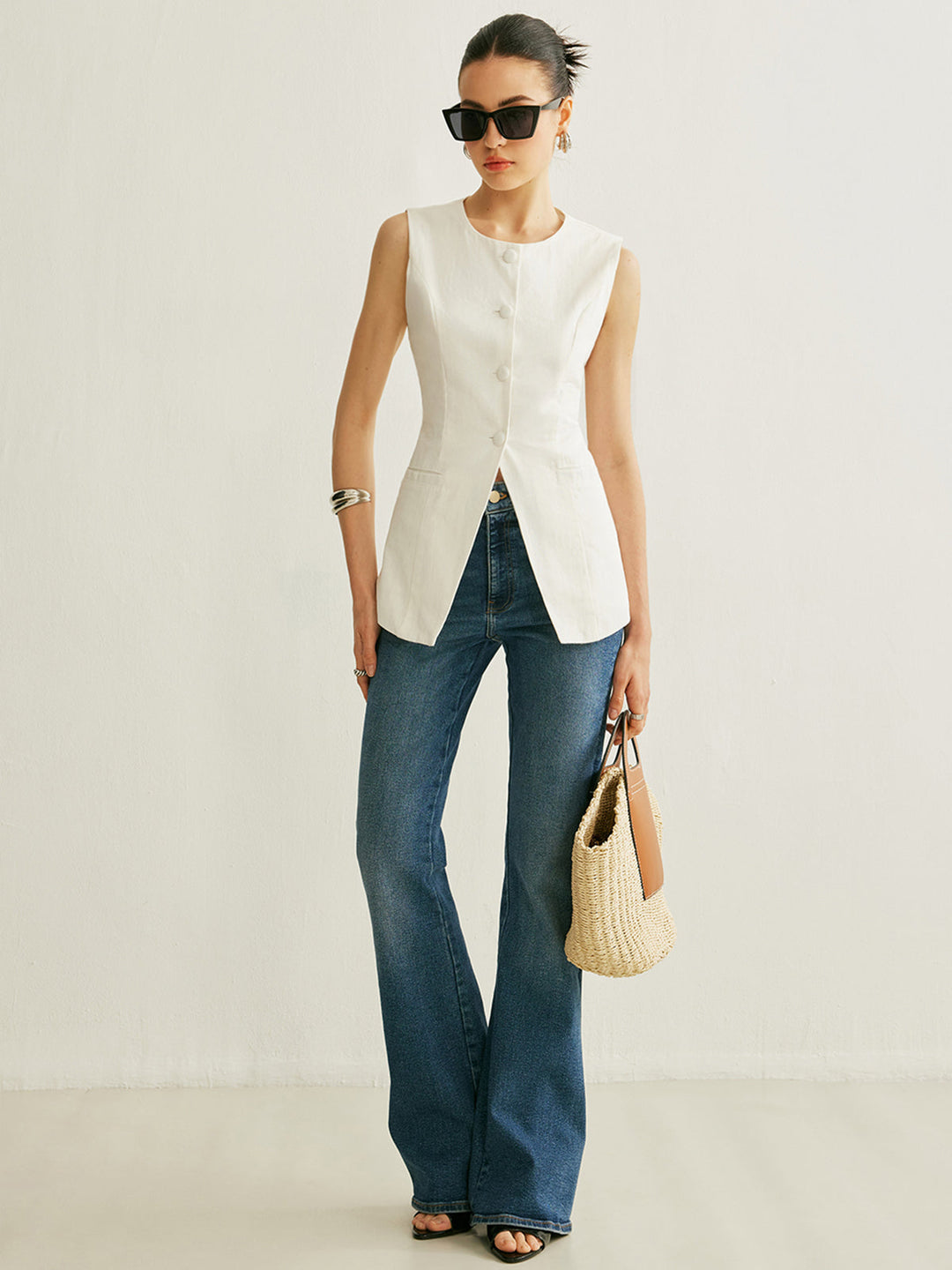 Maisie | Button Detail Sleeveless Vest