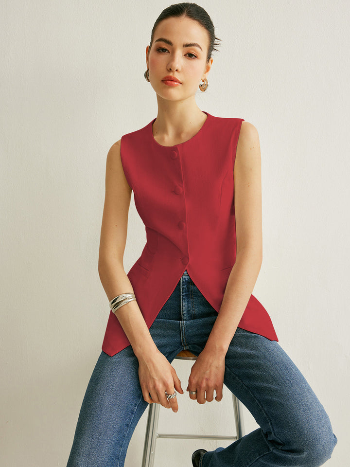 Maisie | Button Detail Sleeveless Vest