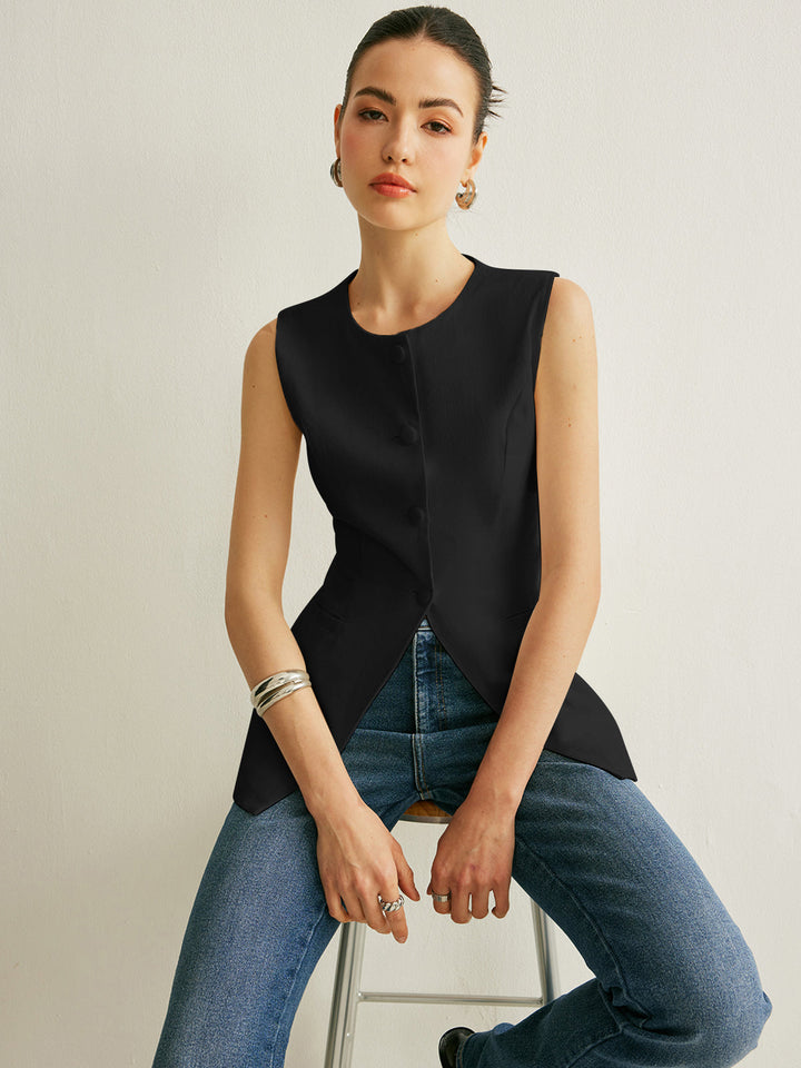 Maisie | Button Detail Sleeveless Vest