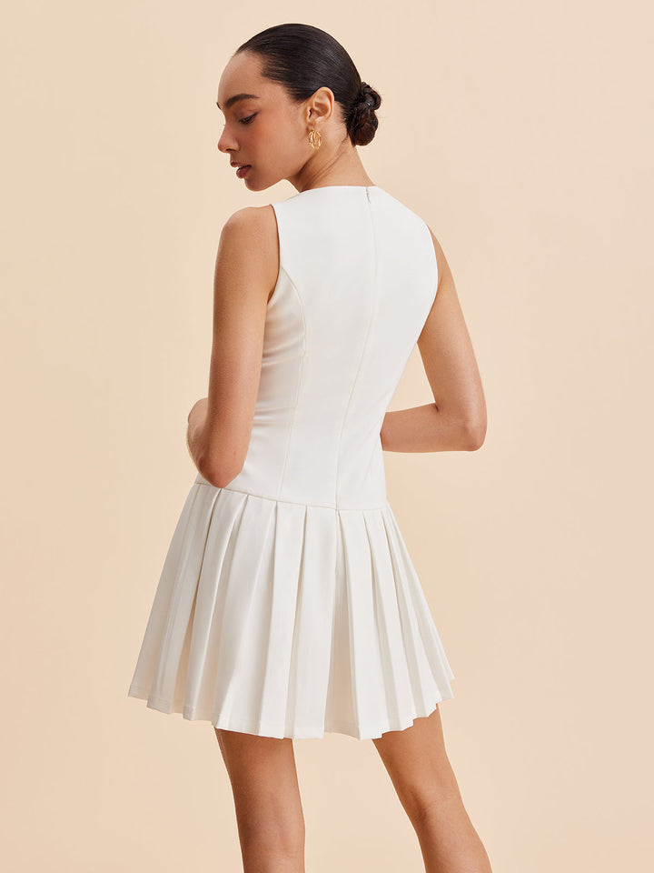 Sienna | Metal-Button Pleated Tank Dress