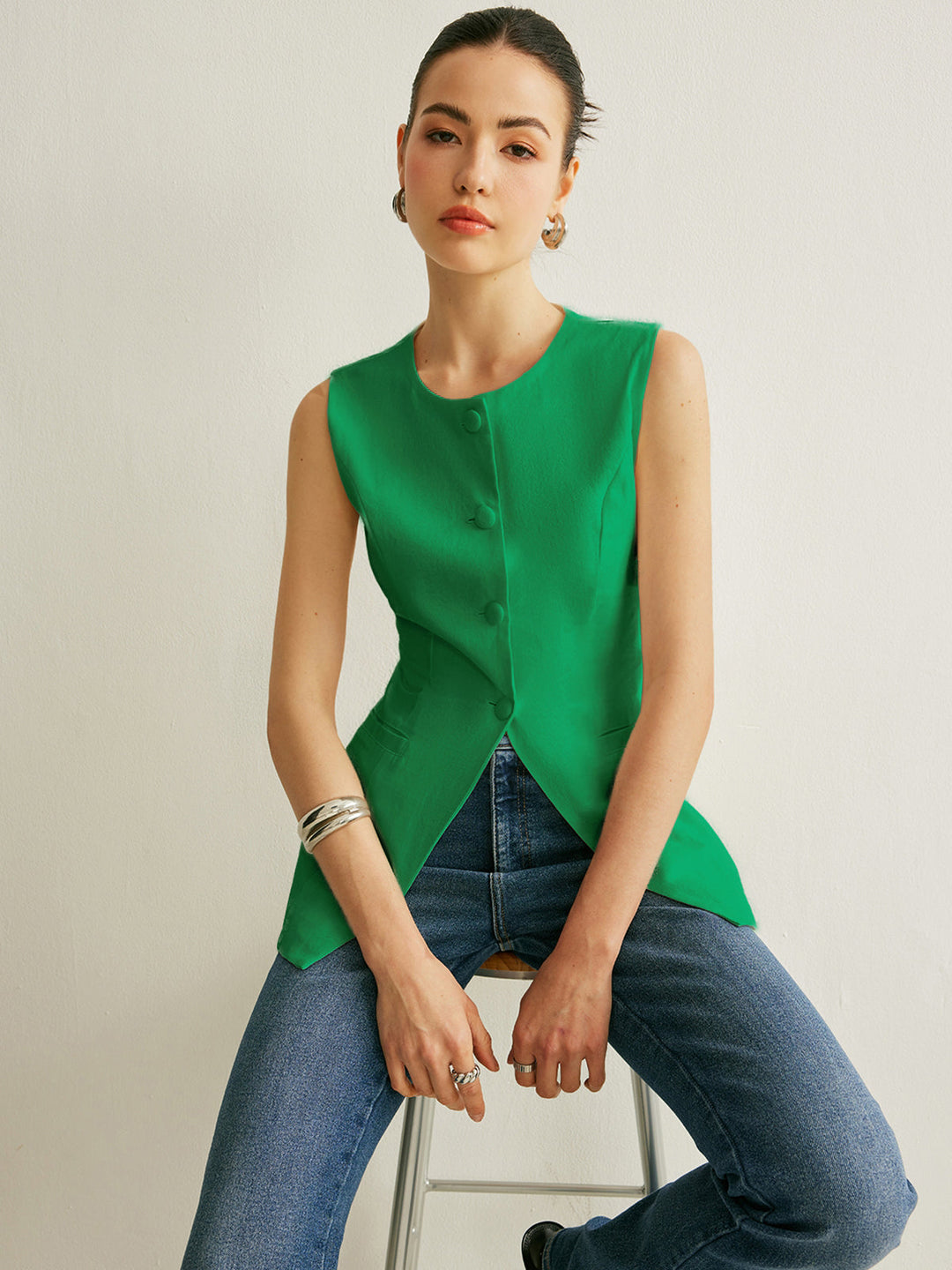 Maisie | Button Detail Sleeveless Vest