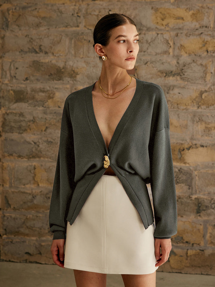 Isla | Golden Button Plain Cardigan