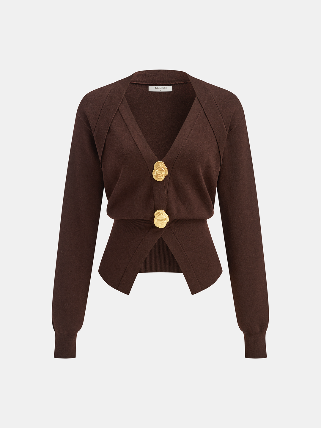 Millie | Metal Button V-Neck Knit Cardigan