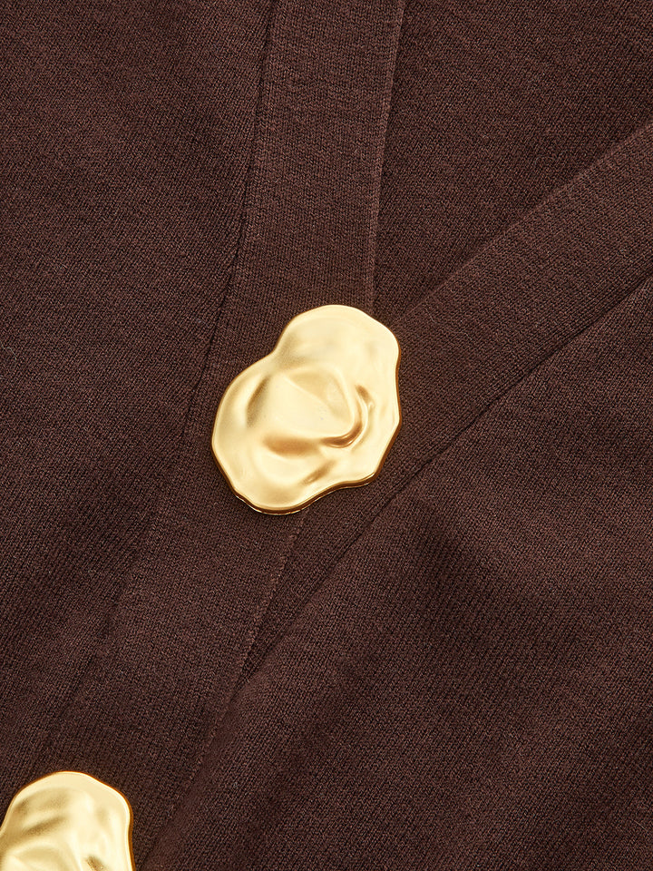 Millie | Metal Button V-Neck Knit Cardigan
