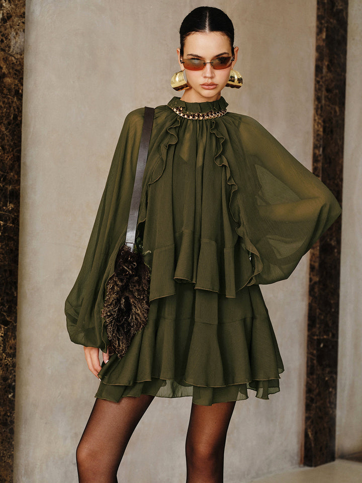Freya | Tiered Ruffle Chiffon Mini Dress Set