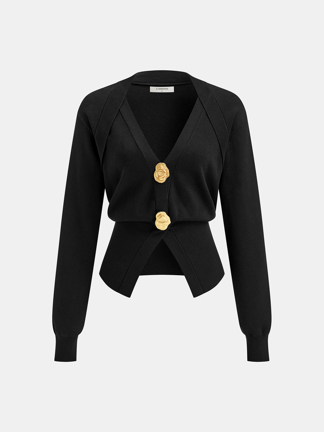 Millie | Metal Button V-Neck Knit Cardigan