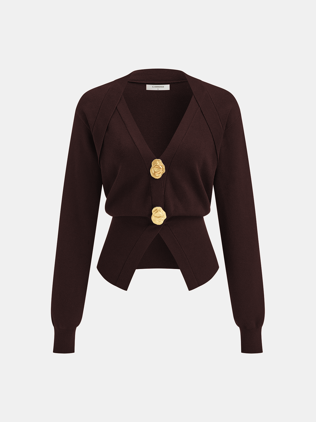 Millie | Metal Button V-Neck Knit Cardigan