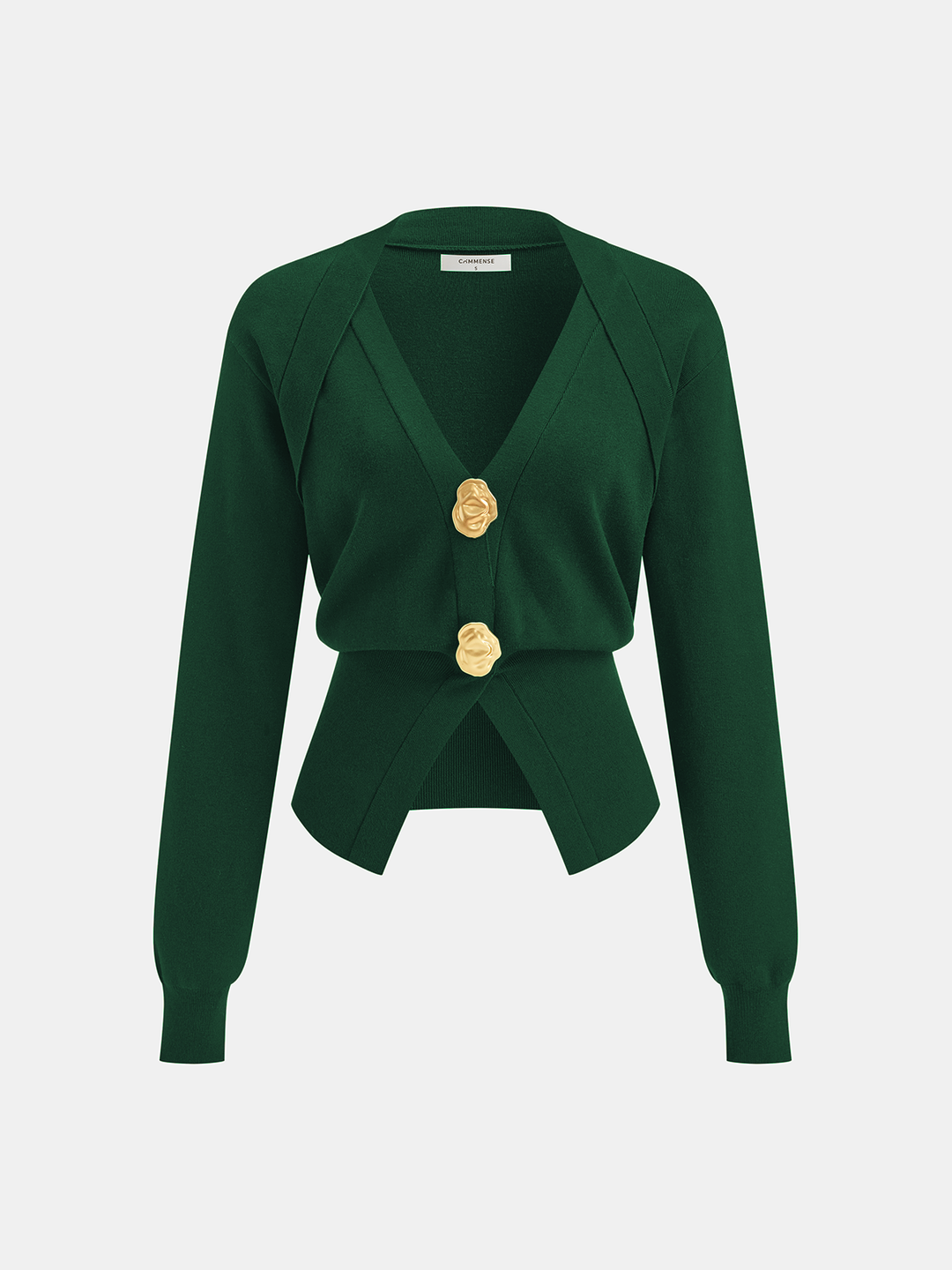Millie | Metal Button V-Neck Knit Cardigan