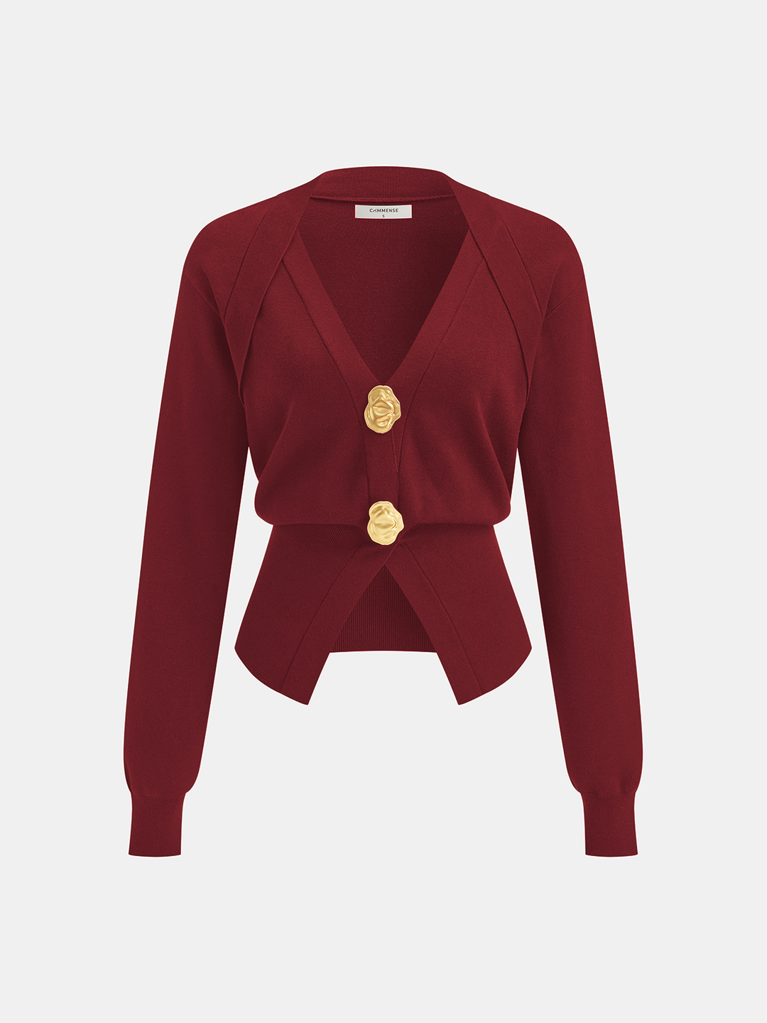 Millie | Metal Button V-Neck Knit Cardigan
