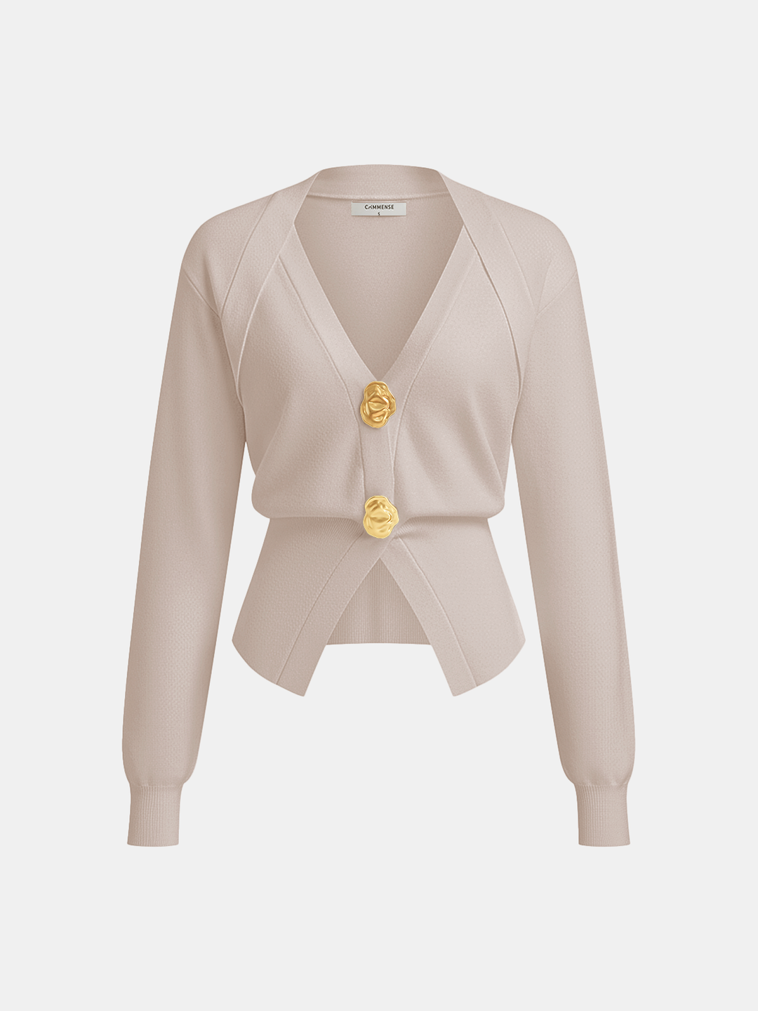 Millie | Metal Button V-Neck Knit Cardigan