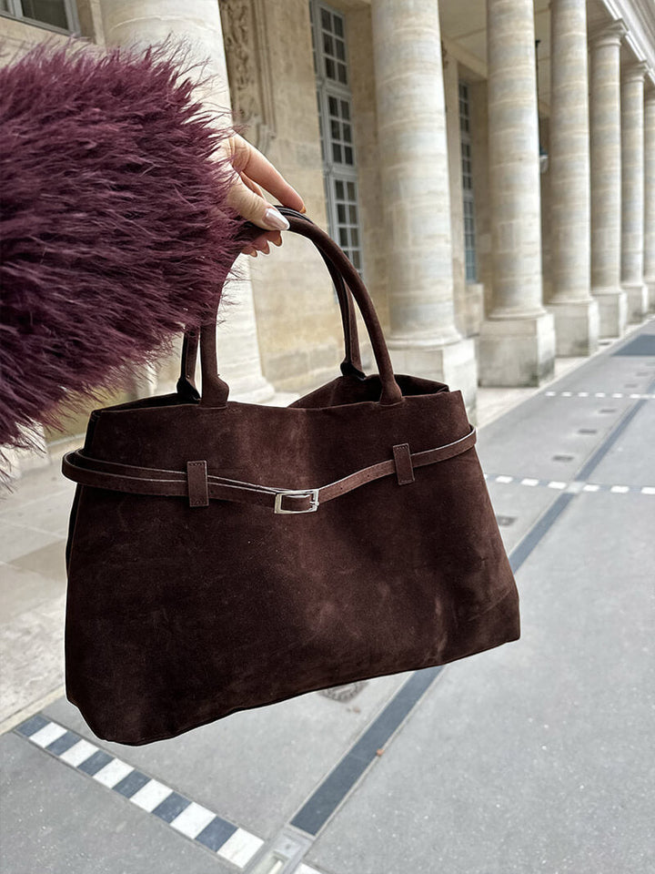 Aeronwen | Classic Suede Top-Handle Bag