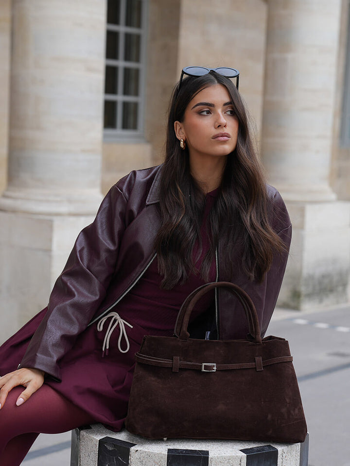 Aeronwen | Classic Suede Top-Handle Bag