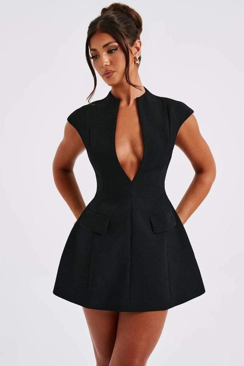 Belora | Plunge Neck Structured Dress