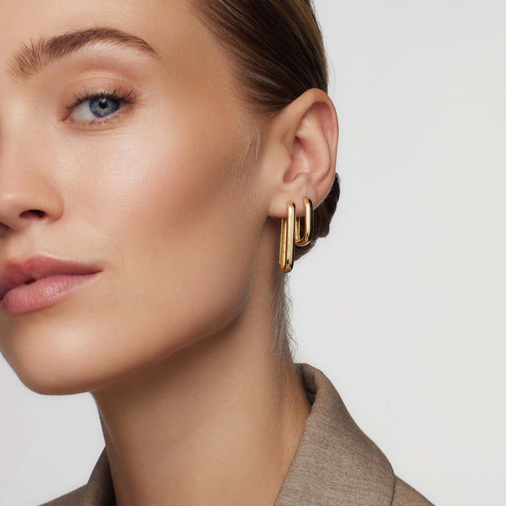 Joyanne | Modern Polished Gold Hoop Earrings