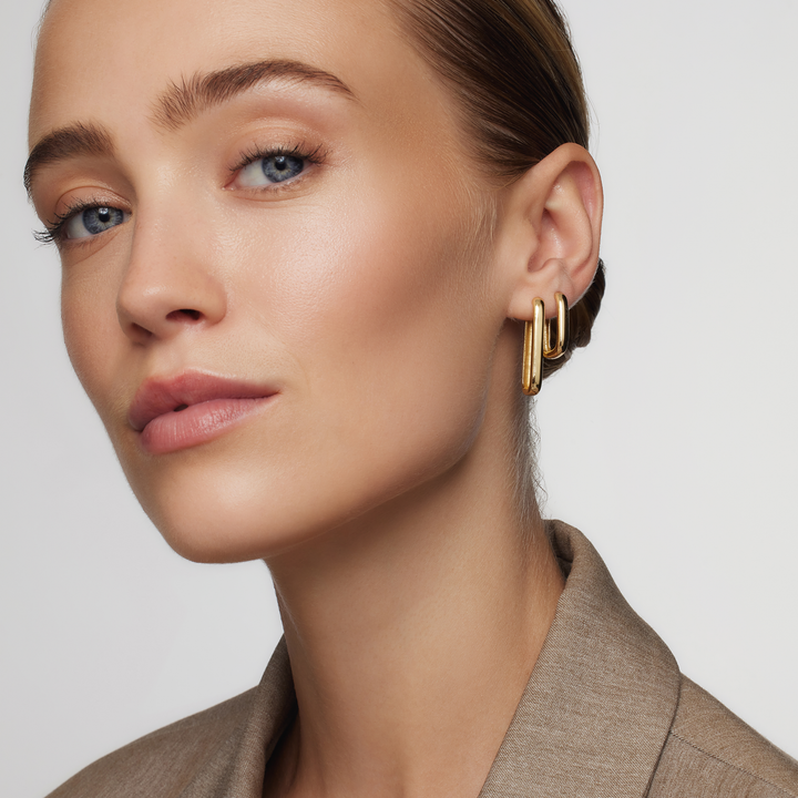 Joyanne | Modern Polished Gold Hoop Earrings