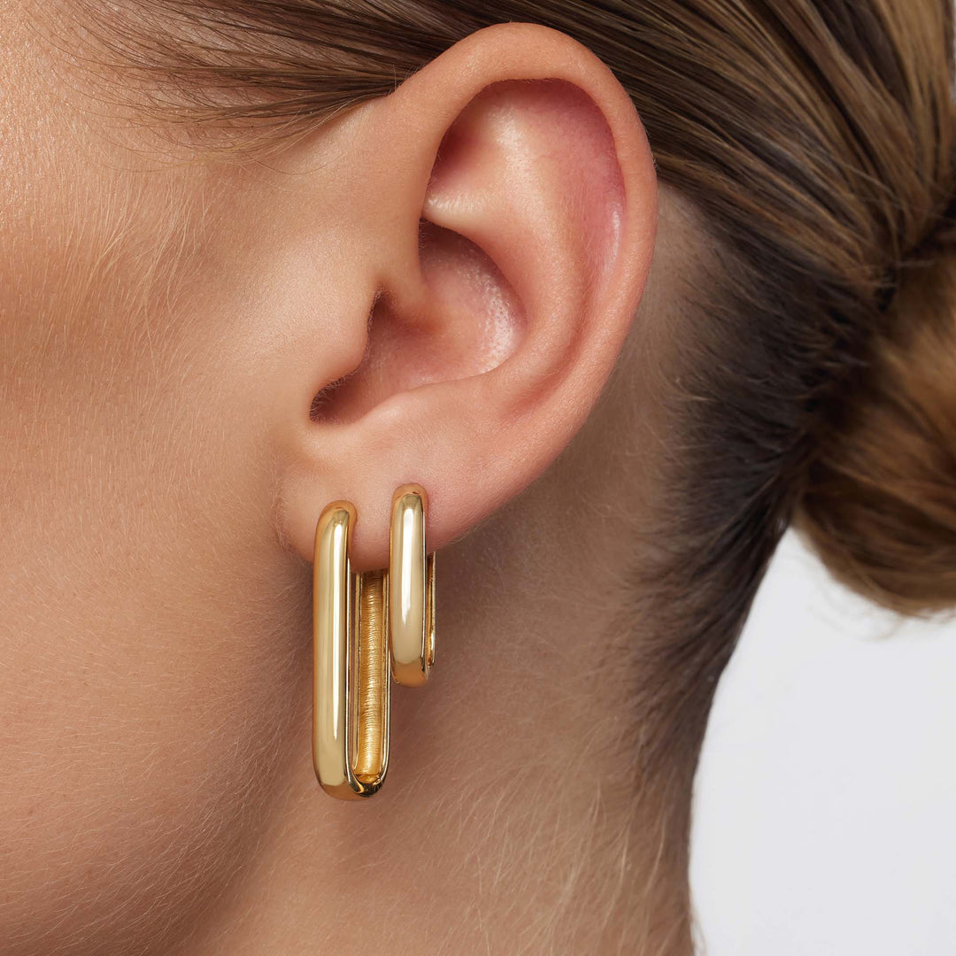 Joyanne | Modern Polished Gold Hoop Earrings