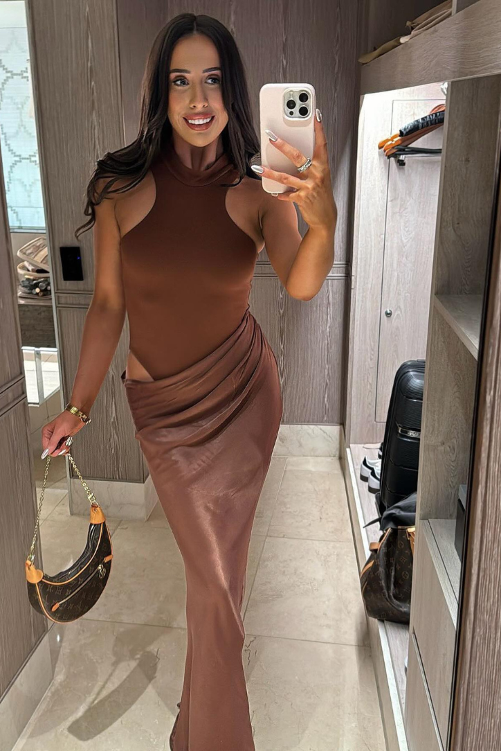 Kelvera | Cut-Out High Neck Maxi Dress
