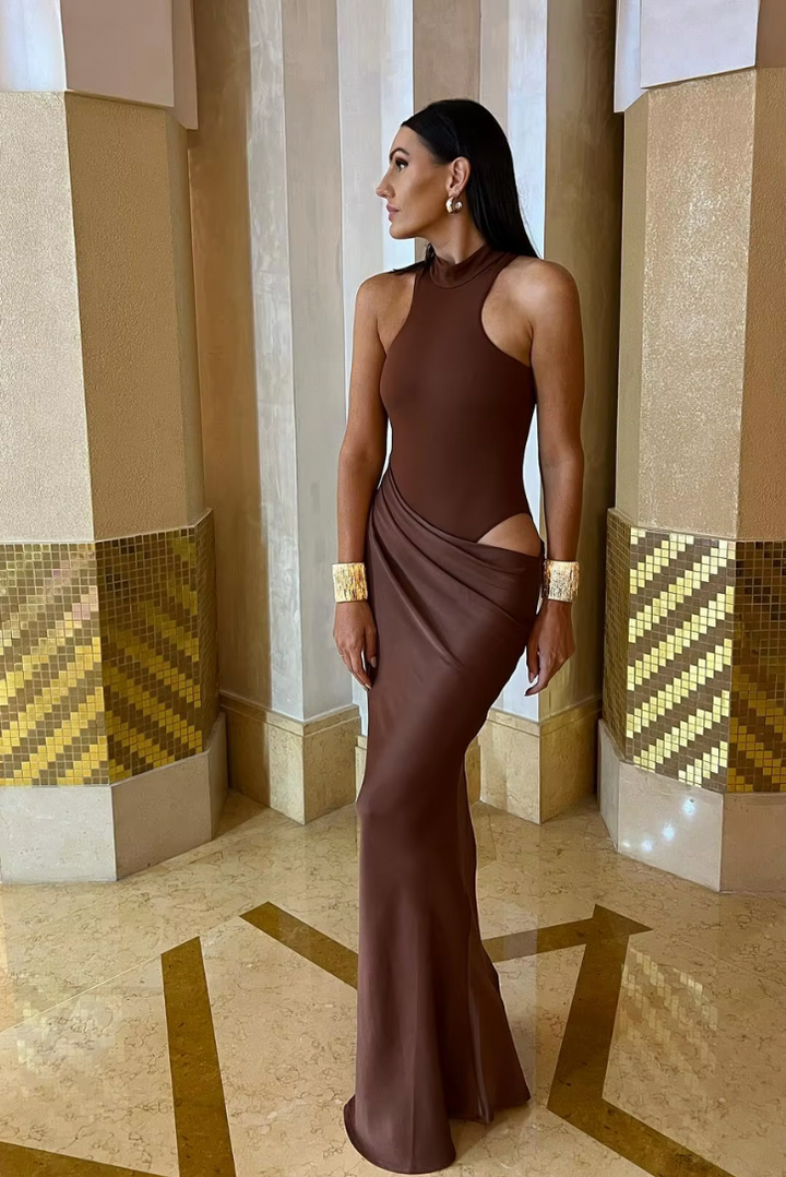 Kelvera | Cut-Out High Neck Maxi Dress