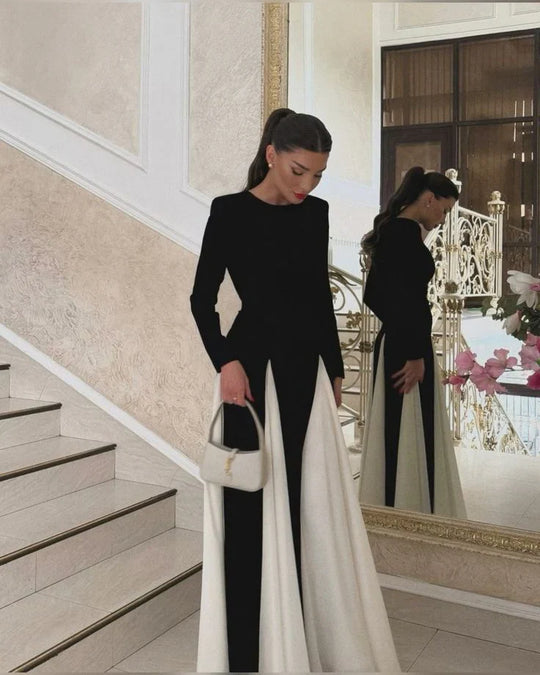Allison | Women's Elegant Long-sleeve Pleated Maxi Dress