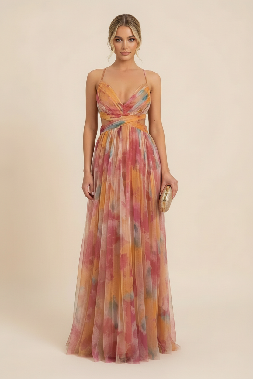 Angela | Women's Romantic Sleeveless Maxi Wedding Guest Dress