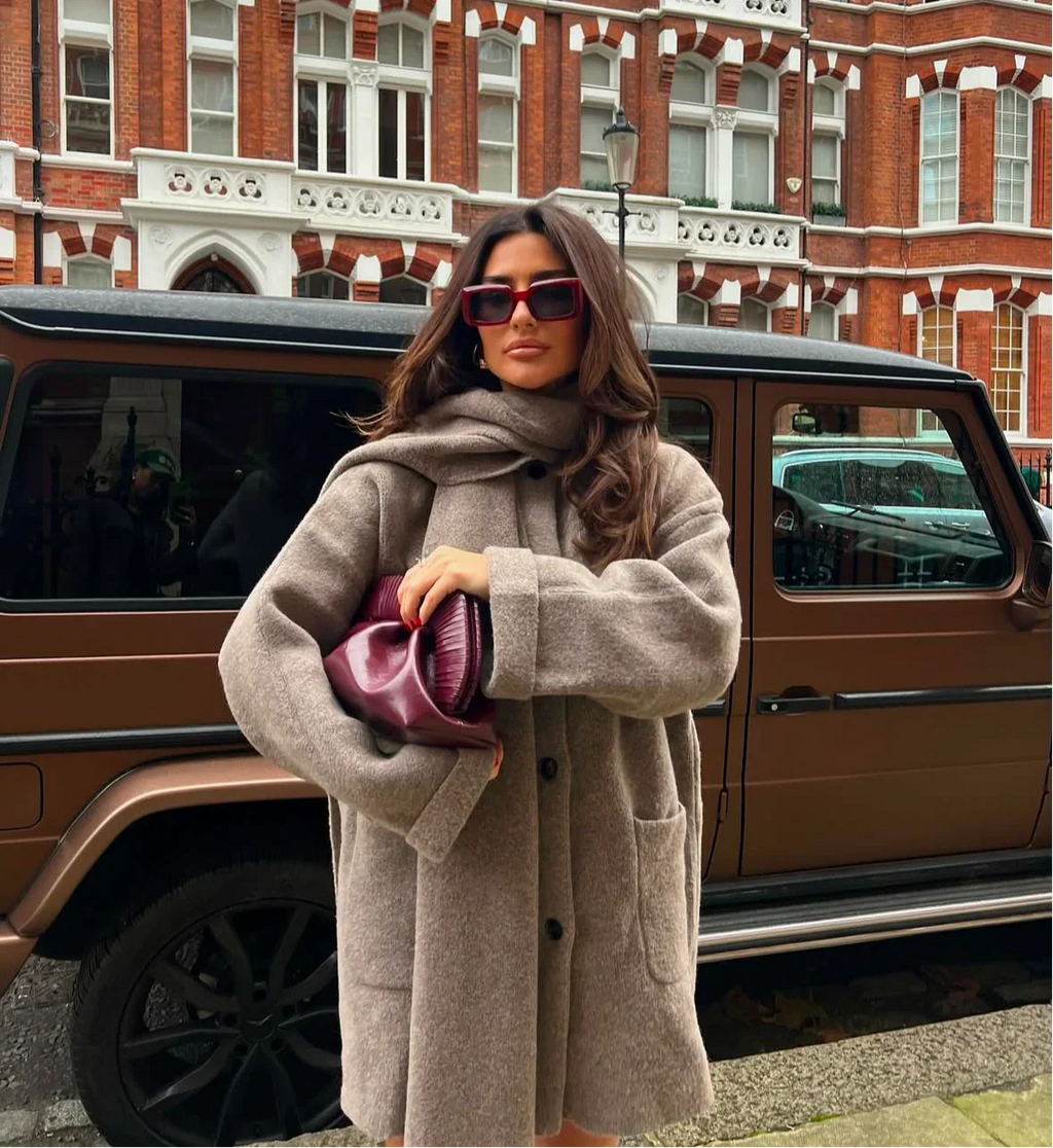 Aria | Women's Oversized Coat with Scarf
