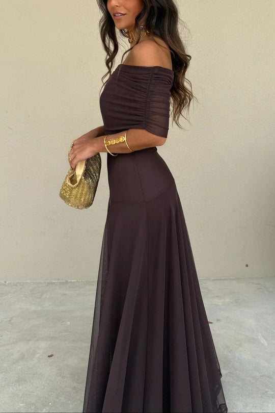 Brittany | Women's One-Shoulder Mesh Maxi Summer Dress
