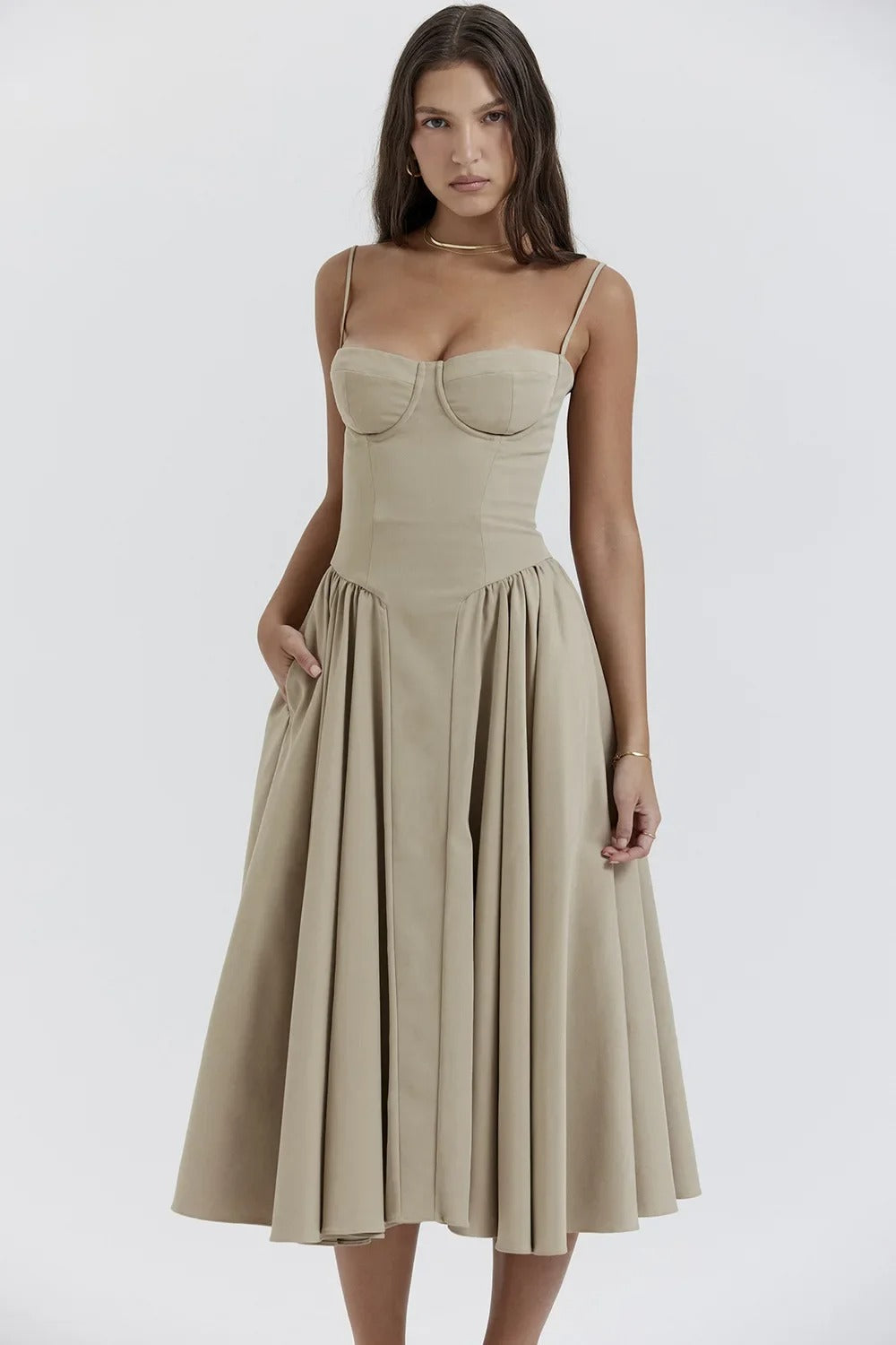 Calliope | Women's Sleeveless Structured Midi Summer Dress