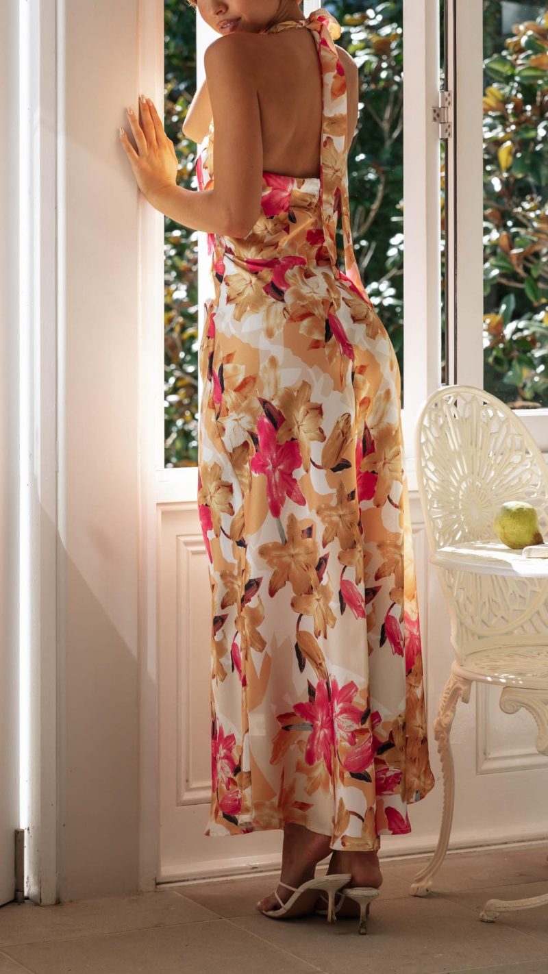 Ember | Women's Floral Halter Open Back Maxi Dress