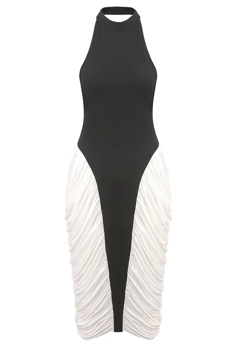 Francesca | Women's High-Neck Sleeveless Backless Pleated Midi Dress