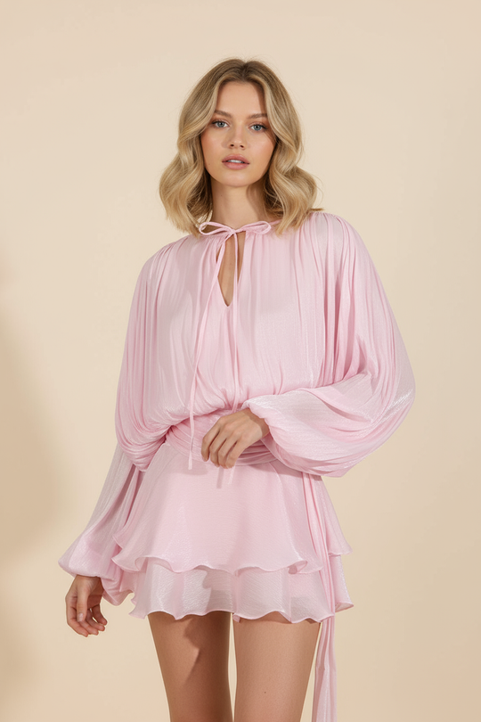 Sophia | Women’s Flowing Balloon Sleeve Mini Summer Vacation Dress