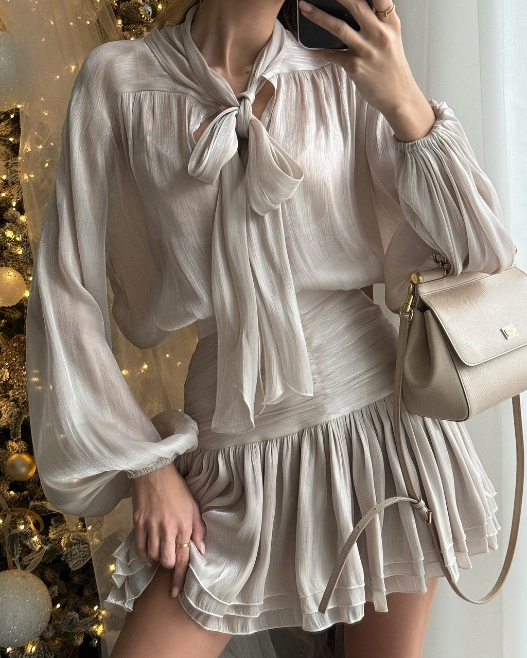 Becky | Women's Flowy Mini Party Dress with Balloon Sleeves