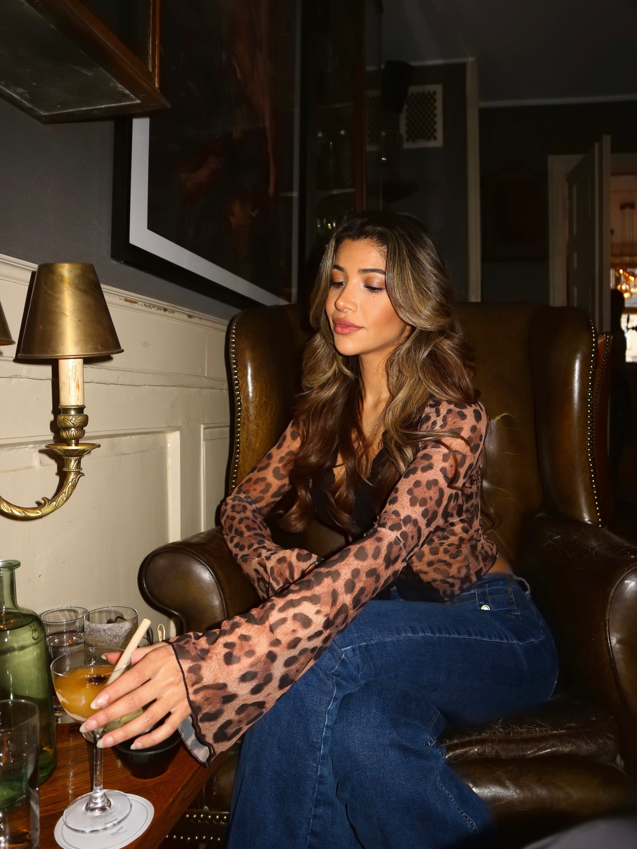 Valerie | Women's Longsleeve Leopard Mesh Top