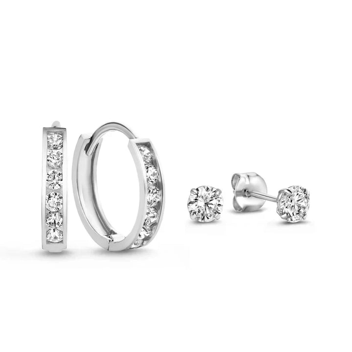 Rivella | Sparkling Hoop and Stud Duo Earrings