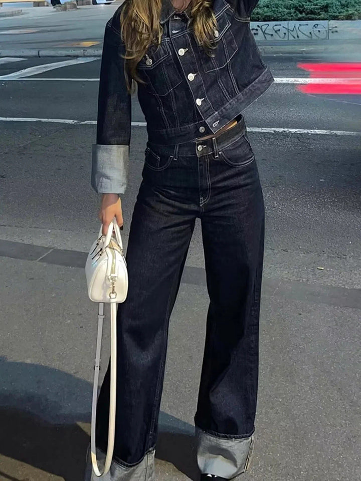 Eulalia | Wide-Leg Cuffed Denim Pants