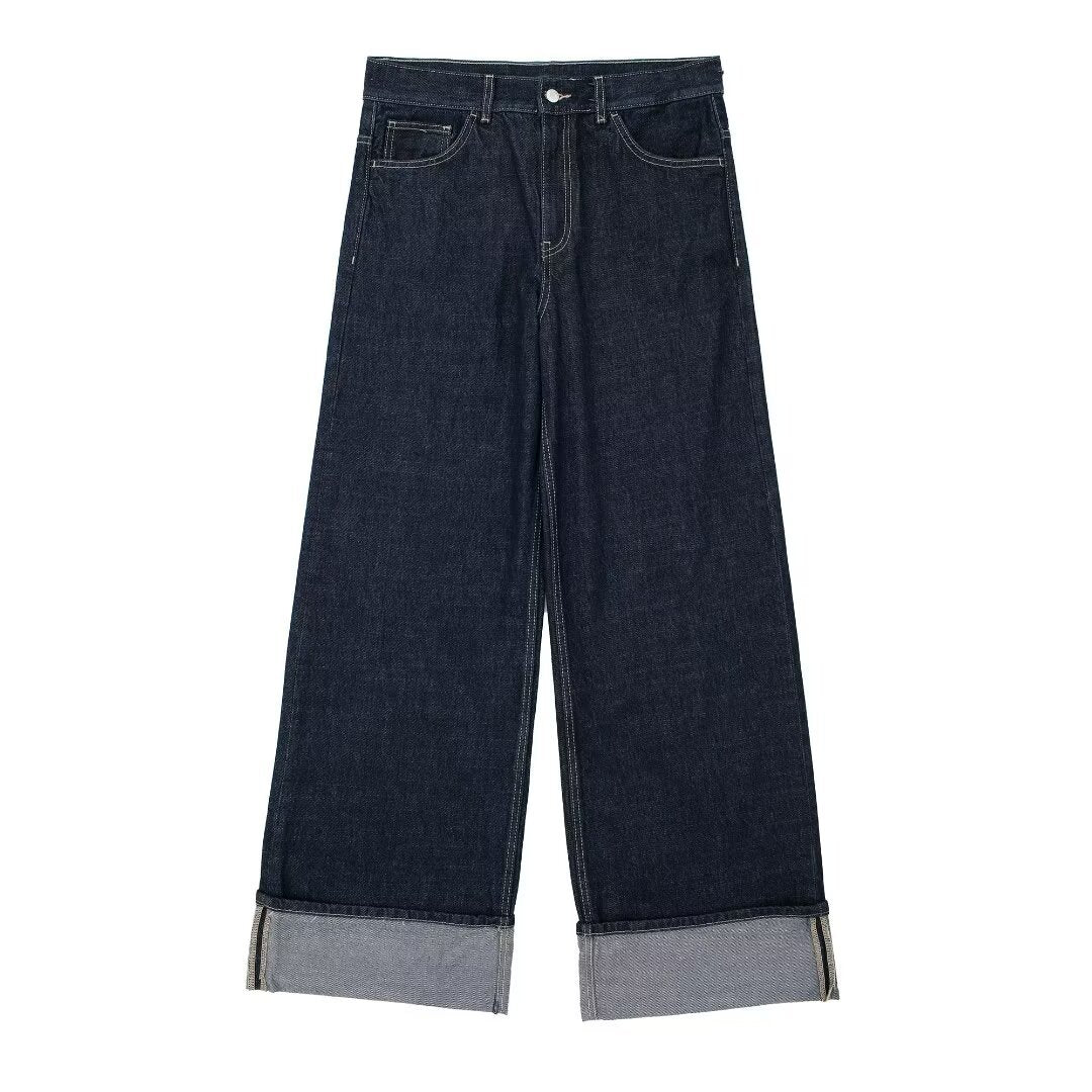Eulalia | Wide-Leg Cuffed Denim Pants