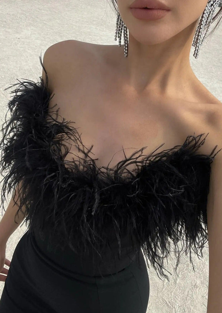 Zosia | Robe en Plumes Noires