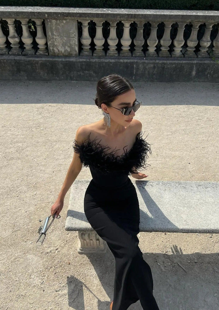 Zosia | Robe en Plumes Noires