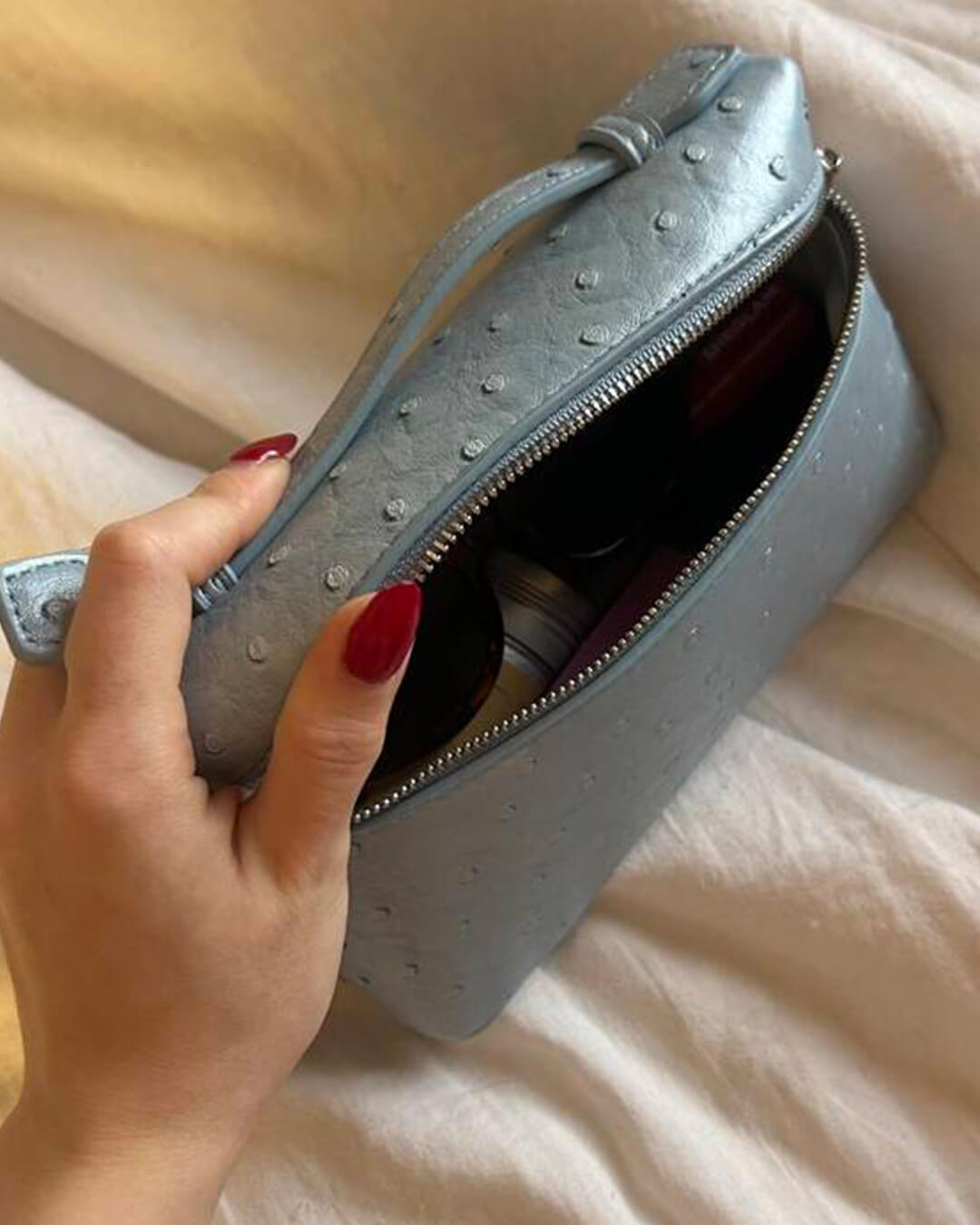 Calluna | Ostrich-Embossed Leather Handbag