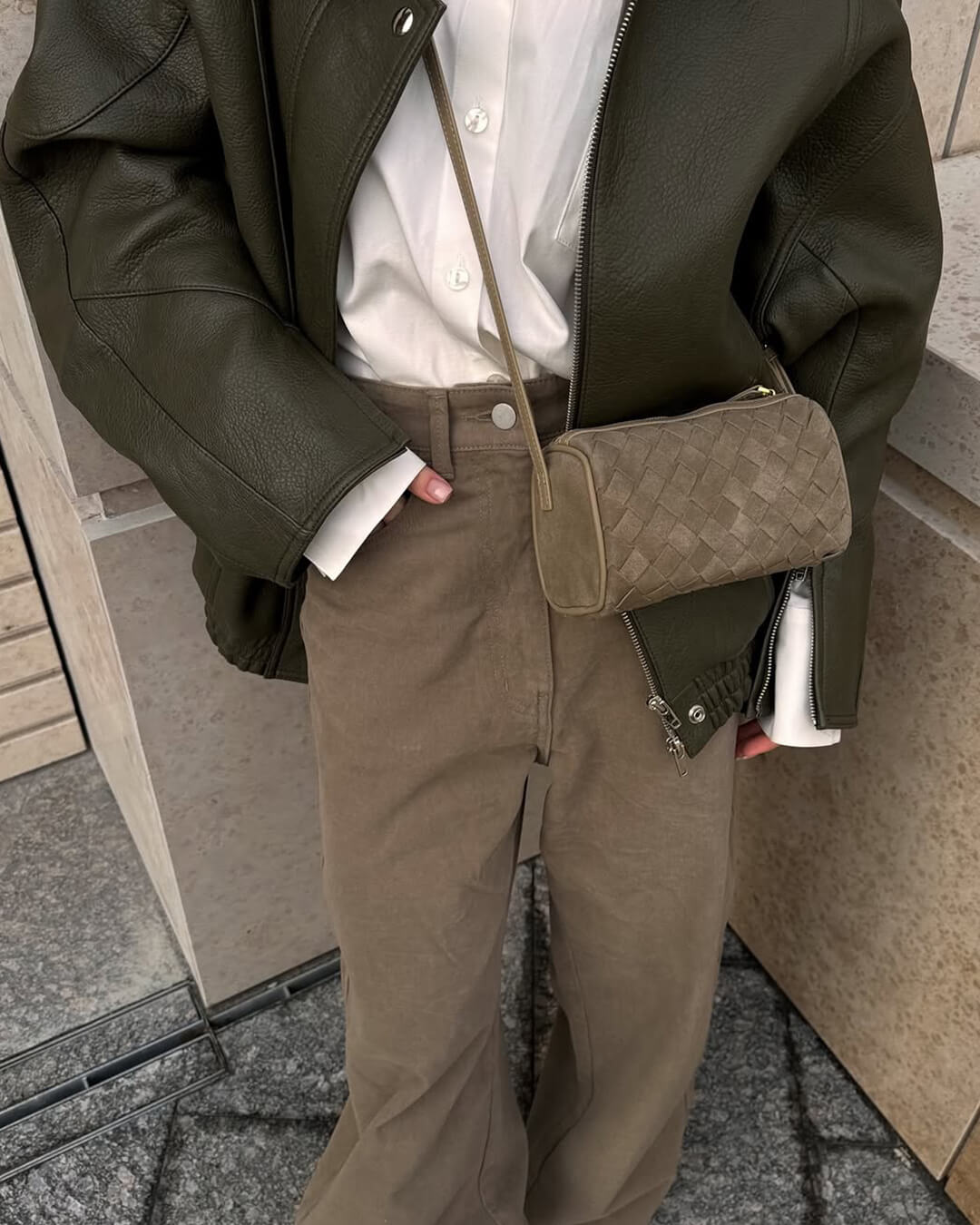 Gardenia | Woven Suede Shoulder Bag
