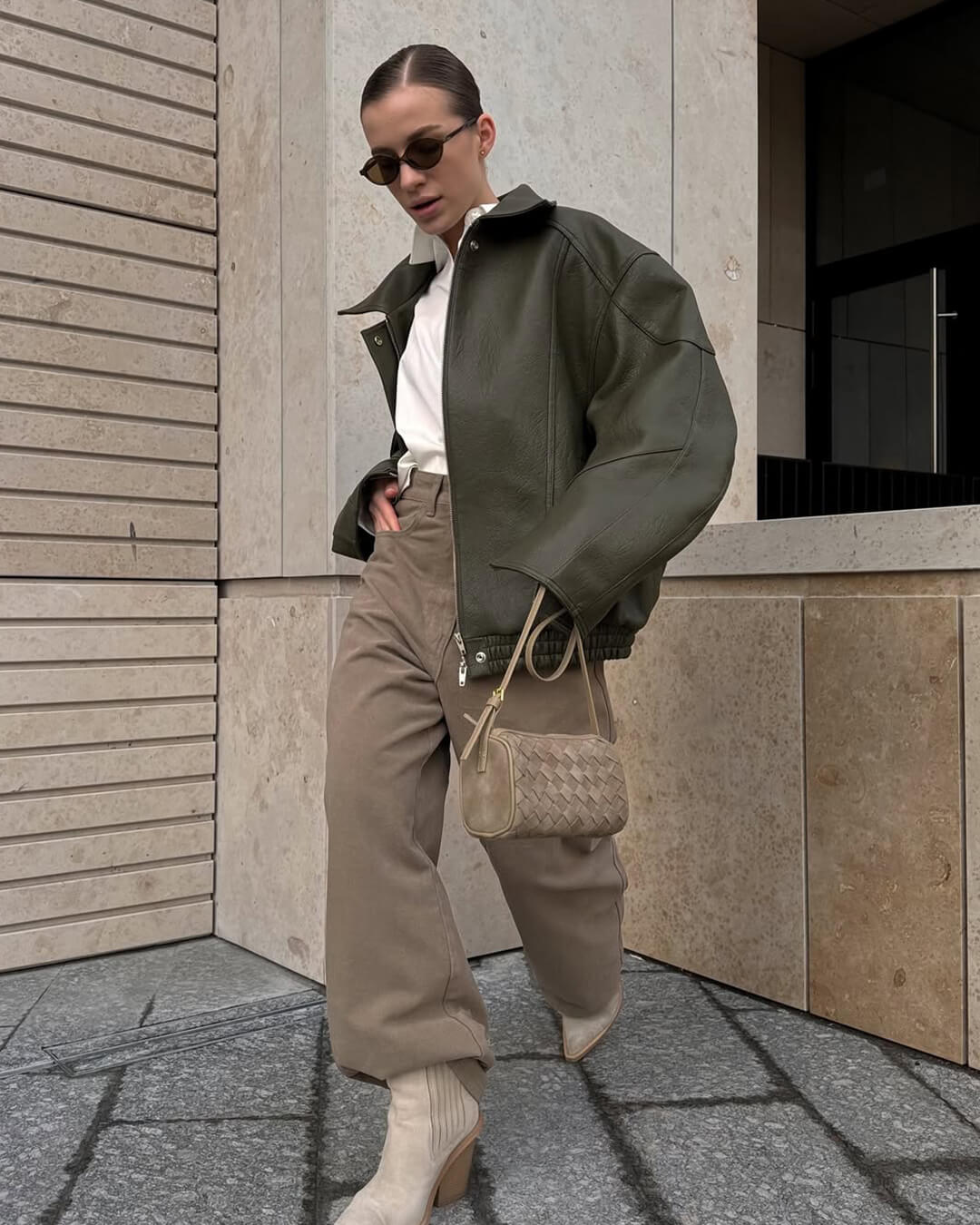 Gardenia | Woven Suede Shoulder Bag