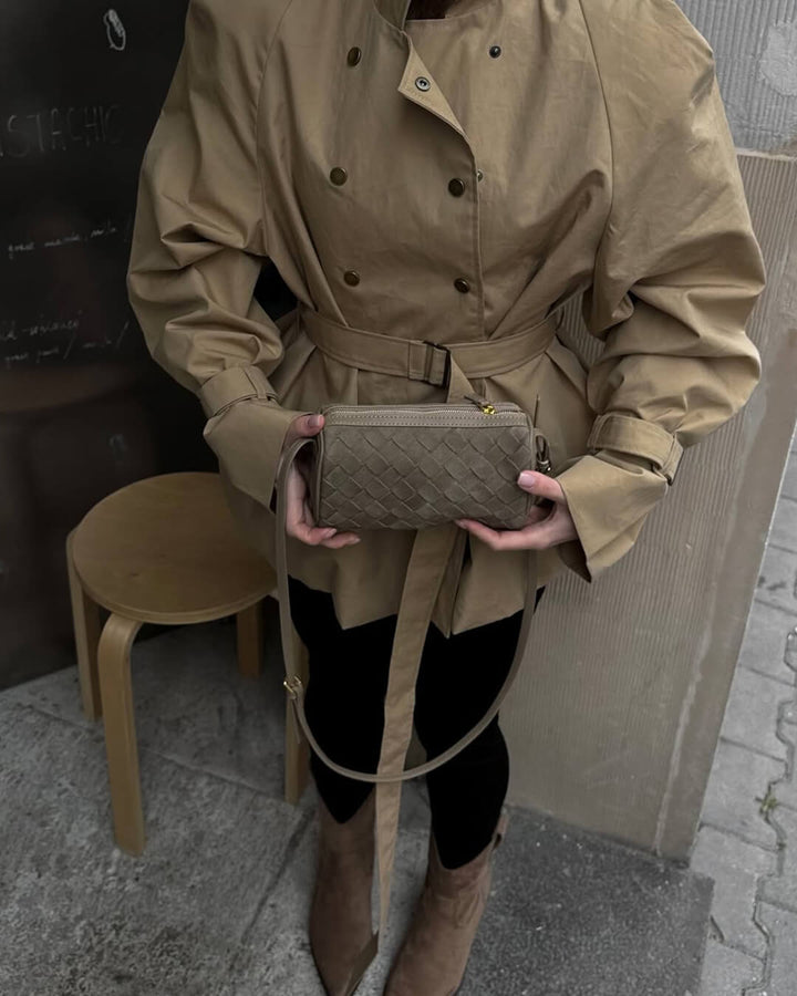 Gardenia | Woven Suede Shoulder Bag