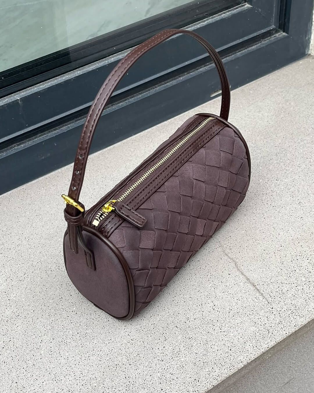 Gardenia | Woven Suede Shoulder Bag