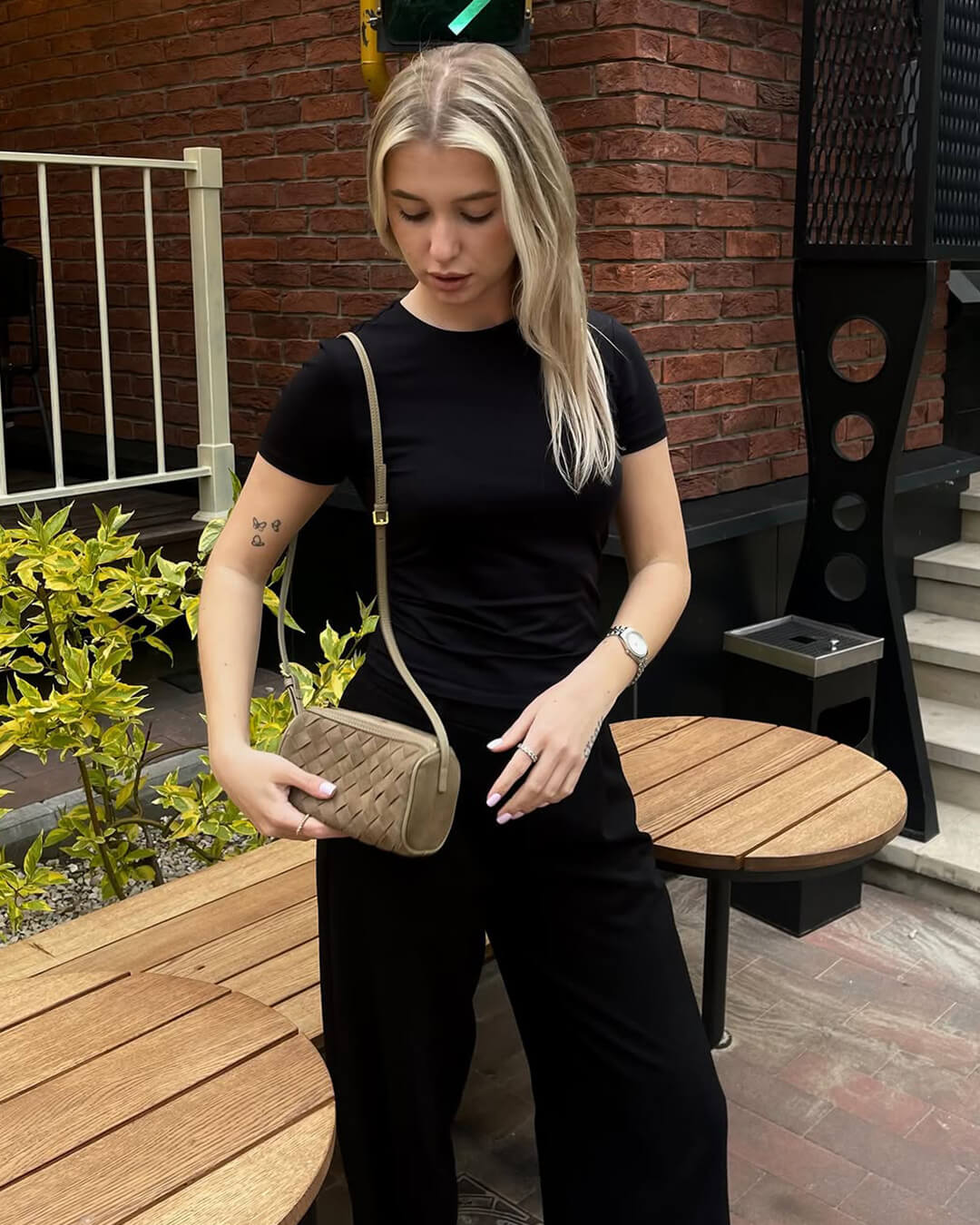 Gardenia | Woven Suede Shoulder Bag