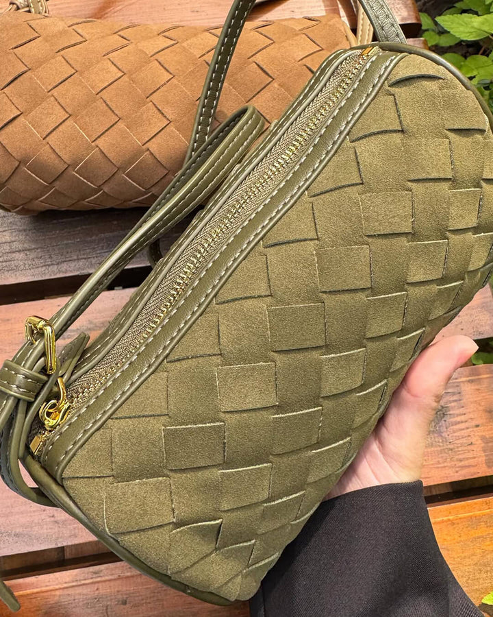Gardenia | Woven Suede Shoulder Bag