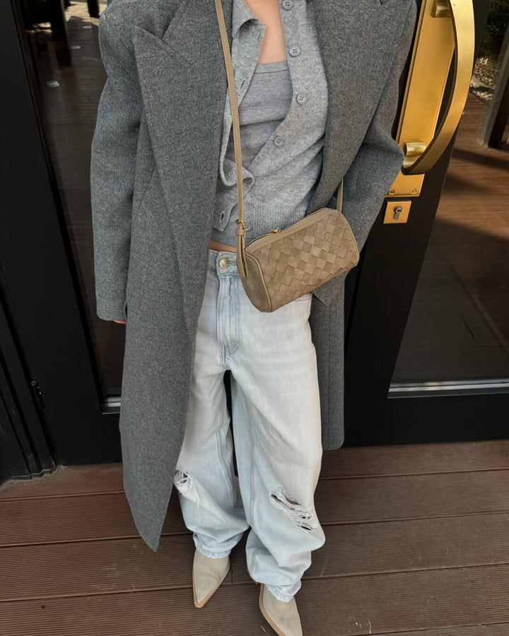 Gardenia | Woven Suede Shoulder Bag